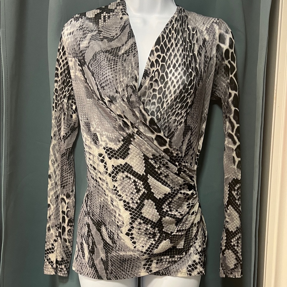 Karen Kane Monochrome Animal Print Blouse